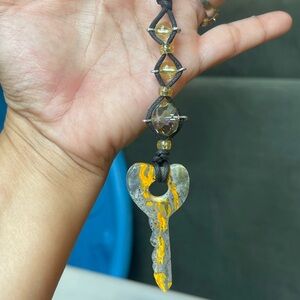 Bumbles-Bumblebee Jasper Car Charm with crystals and beads